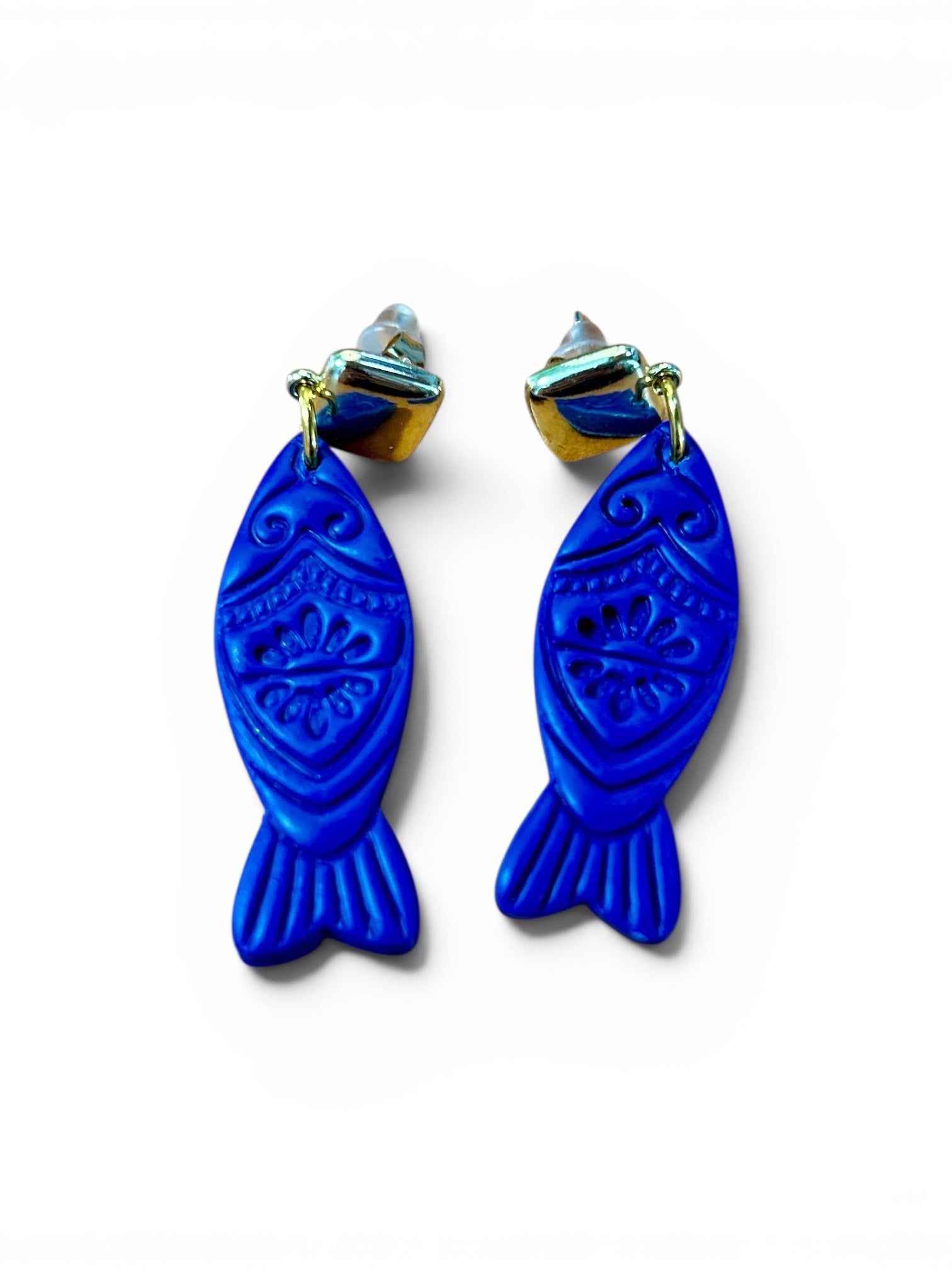 Earrings Fish Dangle Navy Earrings